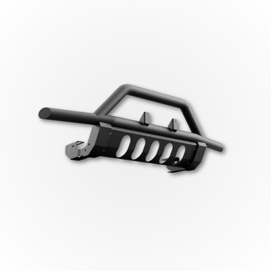 A matte black Nudge bar suitable for the mini trucks, shown from the front on a white background