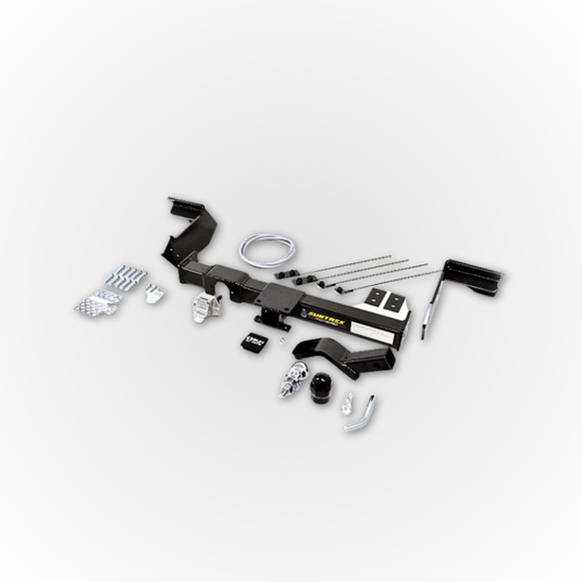 A disassembled Towbar laid out showing all parts coming with this product