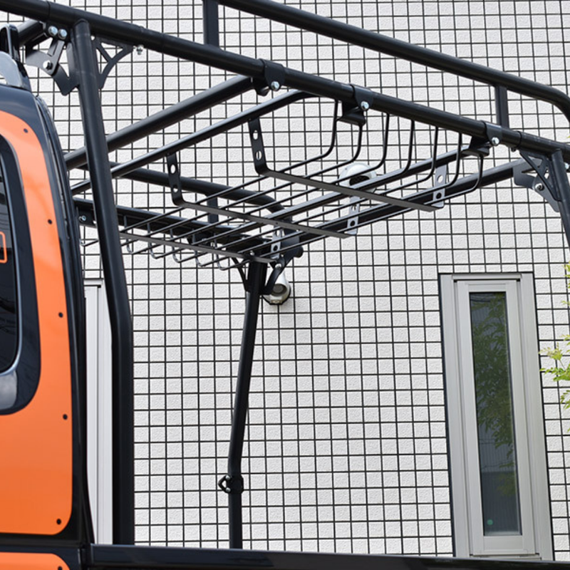 Load image into Gallery viewer, Hard Cargo Roof Basket attached to the Work Carrier on an orange Hijet
