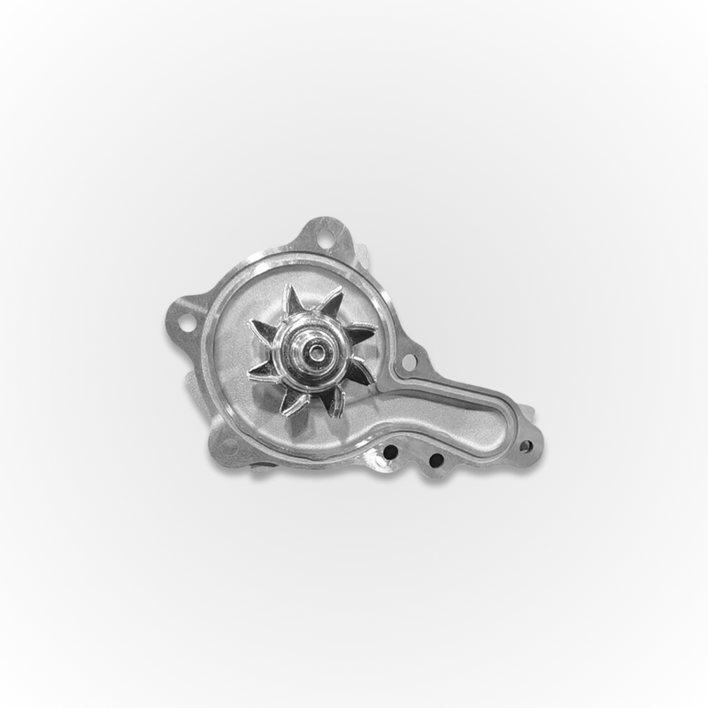 Load image into Gallery viewer, A silver Water Pump compatible with the Suzuki Carry shown from below
