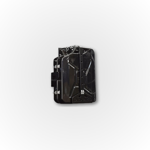 A Hard Cargo Jerry Can Holder with Jerry Can attached
