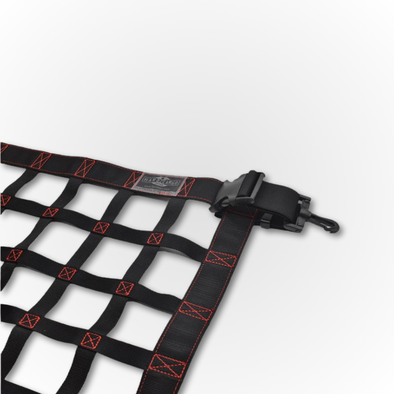 Load image into Gallery viewer, A close up of the Hard Cargo Roof Net (Standard size) Showing the corner and clips of how it would attach to the Daihatsu Hijet
