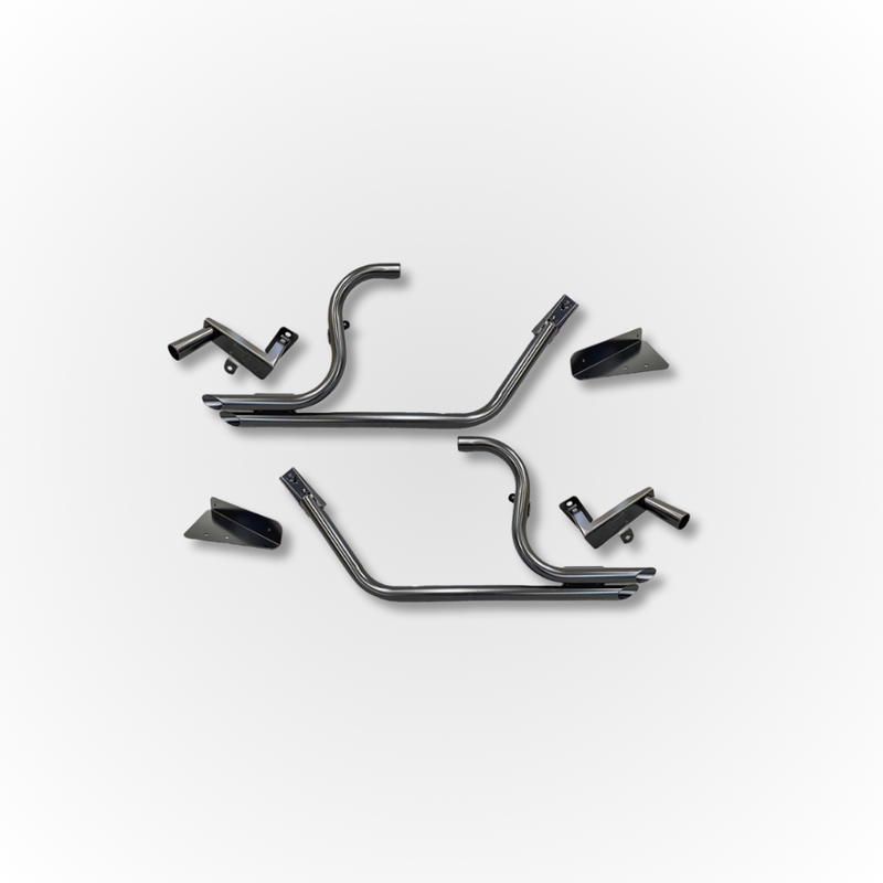 Load image into Gallery viewer, The black Hard Cargo Vtwin Guard parts shown laid out. 
