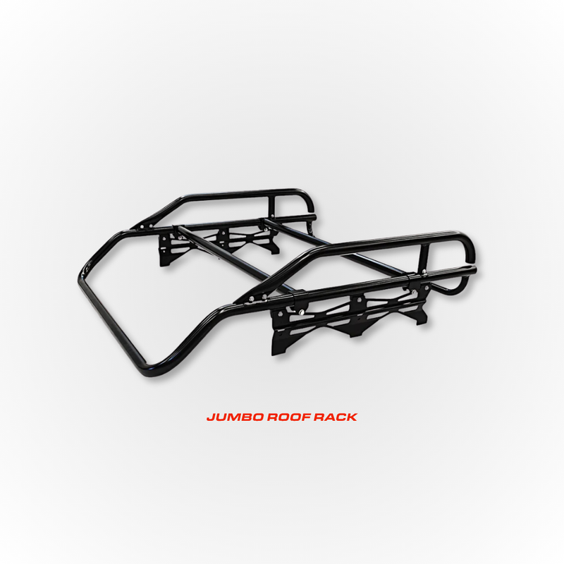 Load image into Gallery viewer, The Jumbo Hard Cargo Roof Rack for the Daihatsu Hijet shown in black on a white background with text &quot;Jumbo Roof Rack&quot;
