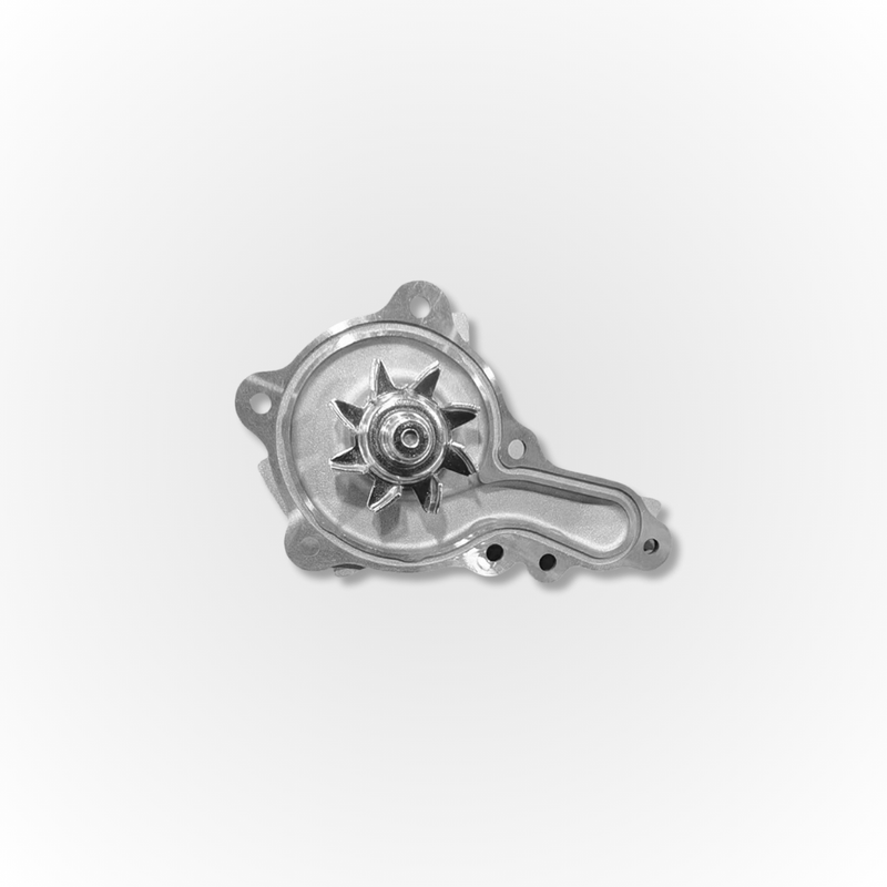 Load image into Gallery viewer, A Silver Water Pump shown from below compatible with the Suzuki Carry
