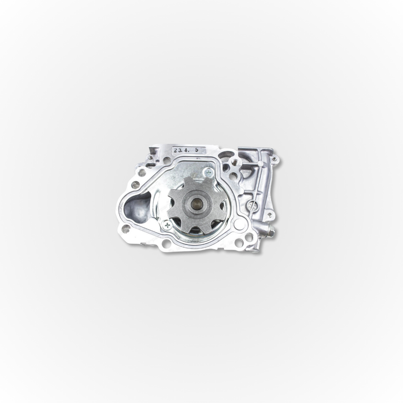 Load image into Gallery viewer, A silver water pump shown from below compatible with the Suzuki Sambar
