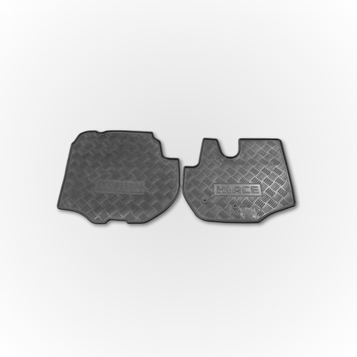 The Davey Motor Group Toyota HiAce rubber Floor Mats shown side by side on a white background
