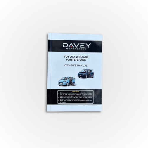 Toyota Porte/Spade Welcab Owner's Manual