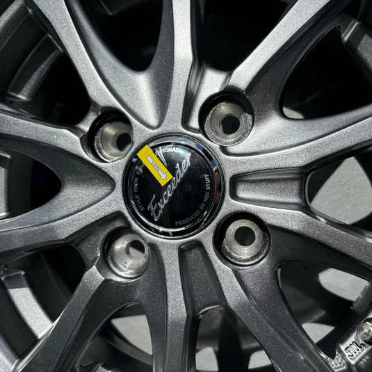 A close-up of the Exceeder Hot Stuff alloy wheels, as part of the wheel and tyre set