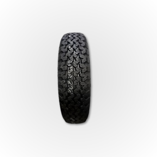 The Yokohama Geolandar shown from the front to see the tread pattern of the tyre clearly